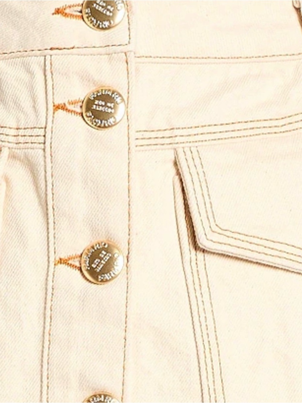 FARM Rio Cream Button-Front Mini Skirt with Contrast Stitching - Picture 10 of 11